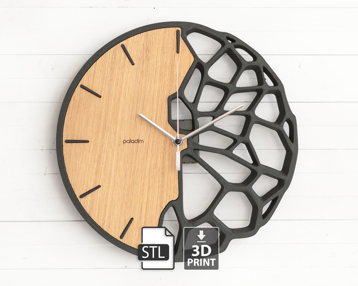 "KLETKA 3.1" STL Wall Clock DIGITAL DESIGN for 3D Printing