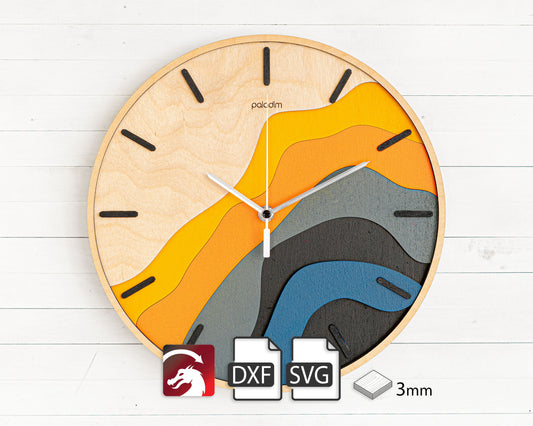 "VALNA" Wall Clock DIGITAL DESIGN for Laser Cutting