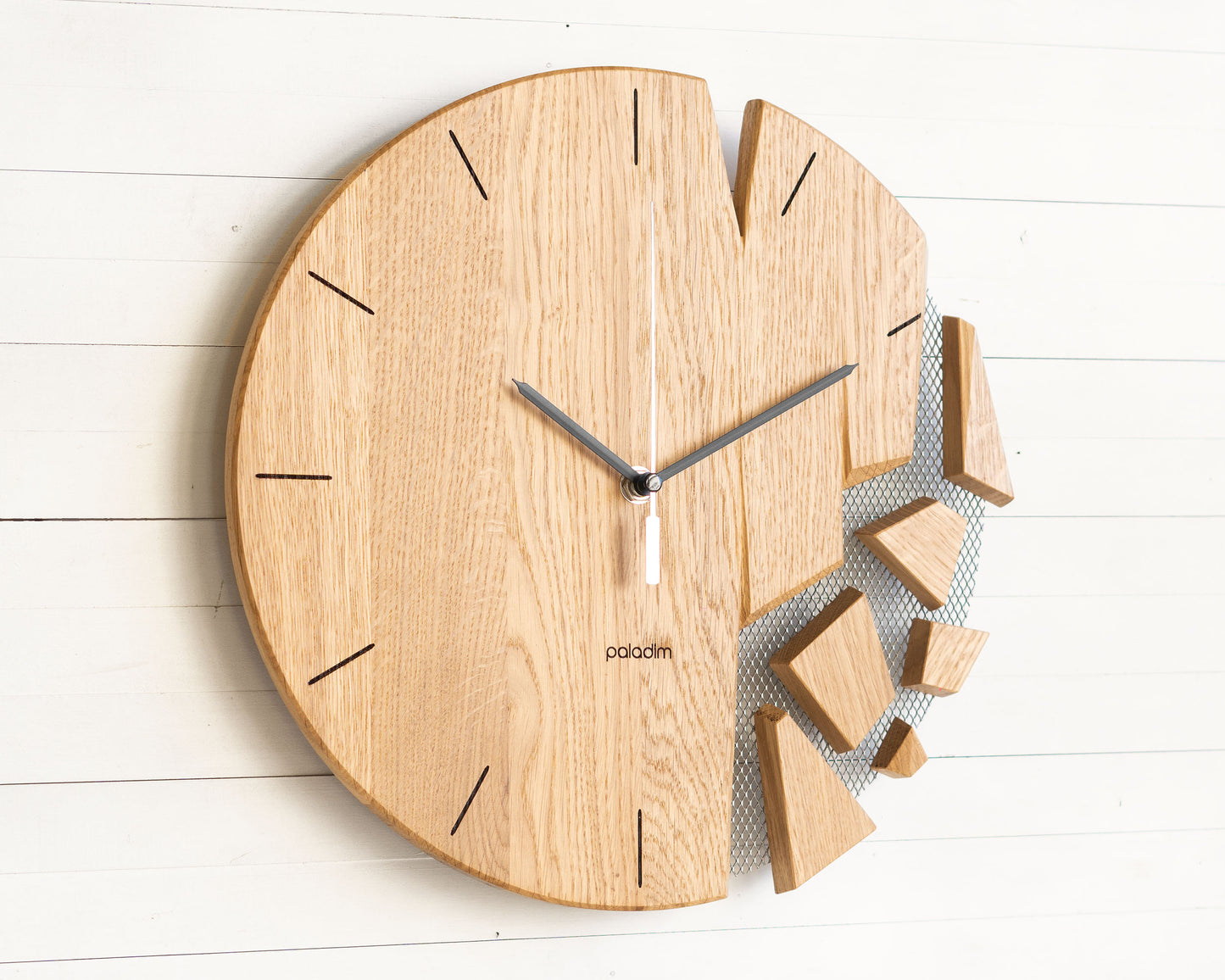 VREME shattered wall clock, oak