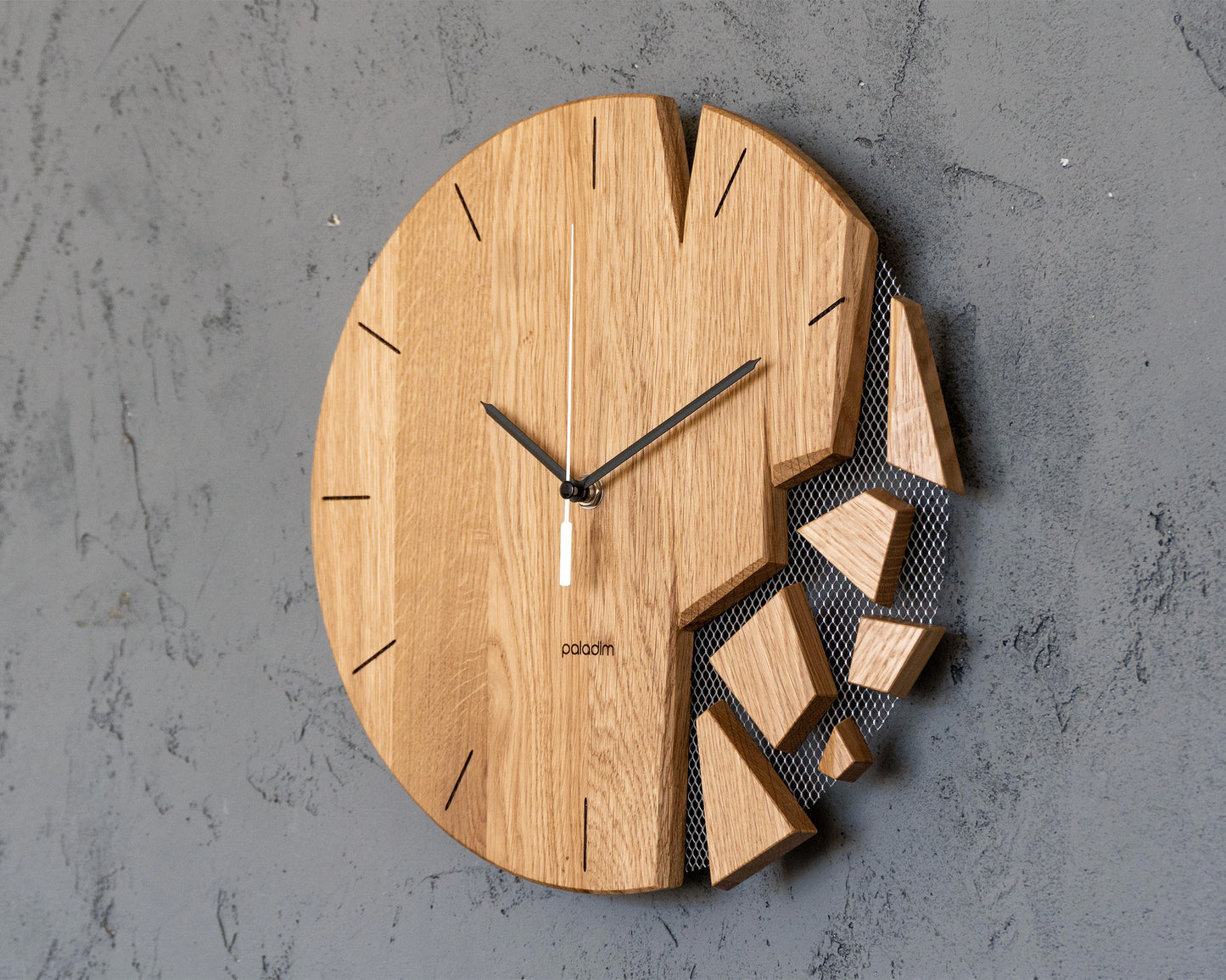 VREME shattered wall clock, oak