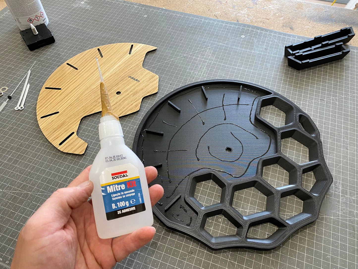 "KLETKA 4.1" STL Wall Clock Hybrid DIGITAL DESIGN for 3D Printing and Laser Cutting