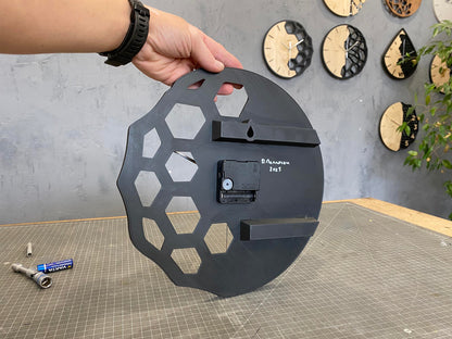"KLETKA 4.1" STL Wall Clock Hybrid DIGITAL DESIGN for 3D Printing and Laser Cutting