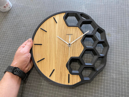 "KLETKA 4.1" STL Wall Clock Hybrid DIGITAL DESIGN for 3D Printing and Laser Cutting