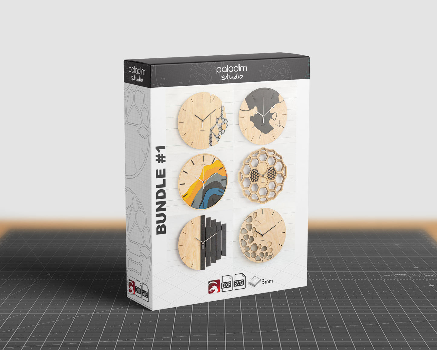 BUNDLE #1 Six Wall Clocks DIGITAL DESIGN for Laser Cutting