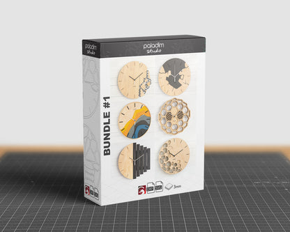 BUNDLE #1 Six Wall Clocks DIGITAL DESIGN for Laser Cutting