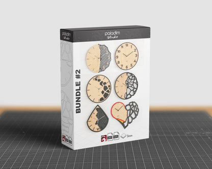 BUNDLE #2 Six Wall Clocks DIGITAL DESIGN for Laser Cutting