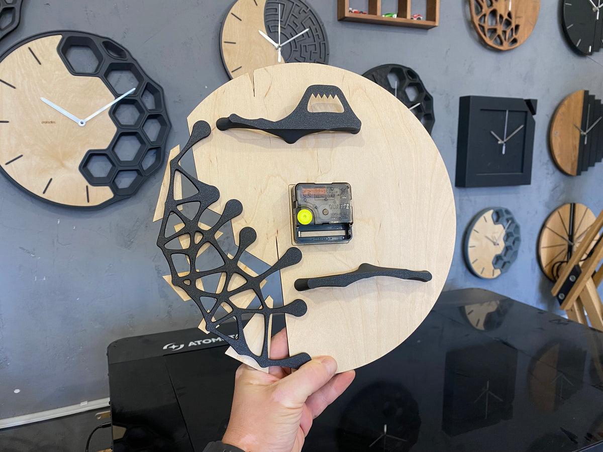 "VREME 6.1" STL Wall Clock HYBRID DIGITAL DESIGN (3D Print + Laser Cut)
