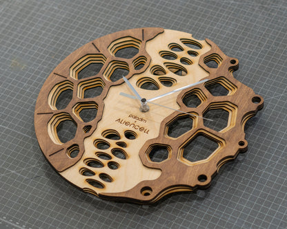 "Aliencell" Wall Clock DIGITAL DESIGN for Laser Cutting, Free