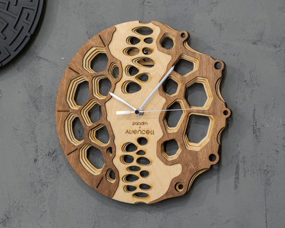 "Aliencell" Wall Clock DIGITAL DESIGN for Laser Cutting, Free
