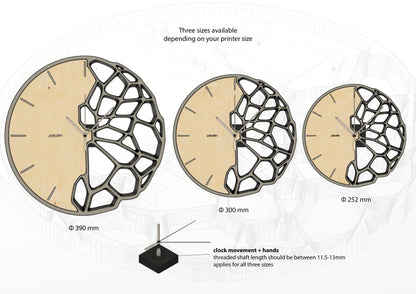 "KLETKA 3.1" STL Wall Clock Hybrid DIGITAL DESIGN for 3D Printing