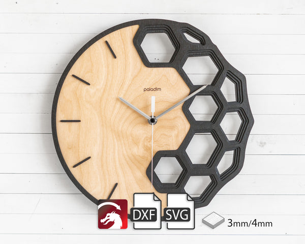 "KLETKA 4.0" Wall Clock DIGITAL DESIGN for Laser Cutting