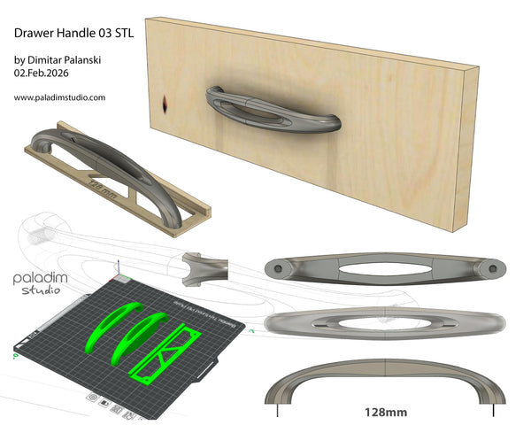 STL Drawer Handle DIGITAL DESIGN for 3D Printing