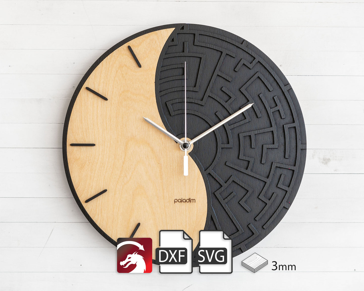 "IZHOD" Wall Clock DIGITAL DESIGN for Laser Cutting