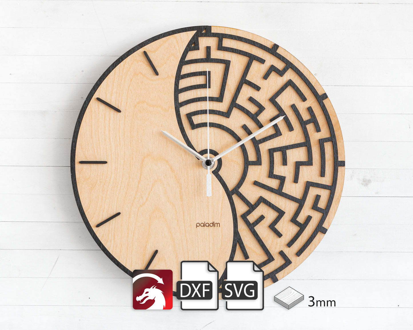 "IZHOD" Wall Clock DIGITAL DESIGN for Laser Cutting