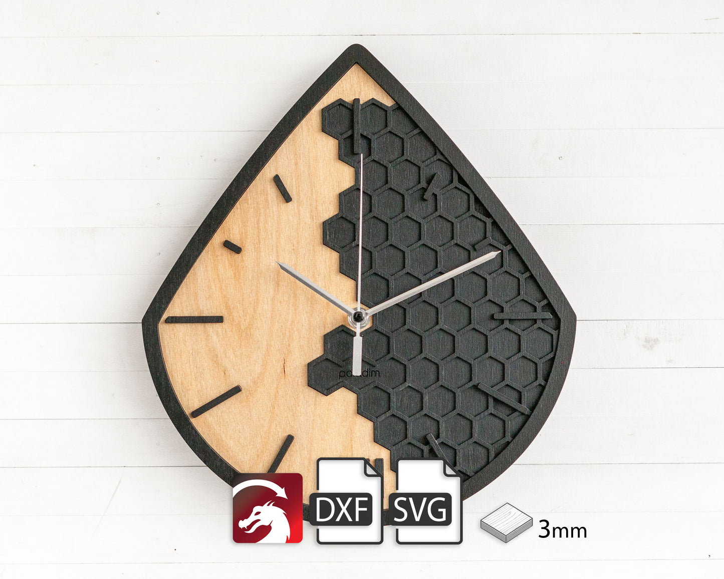 "KAPKA" Wall Clock DIGITAL DESIGN for Laser Cutting