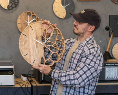 KLETKA 3.0 wall clock, oak, Ф40cm