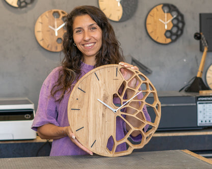 KLETKA 3.0 wall clock, oak, Ф40cm