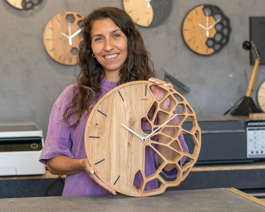 KLETKA 3.0 wall clock, oak, Ф40cm