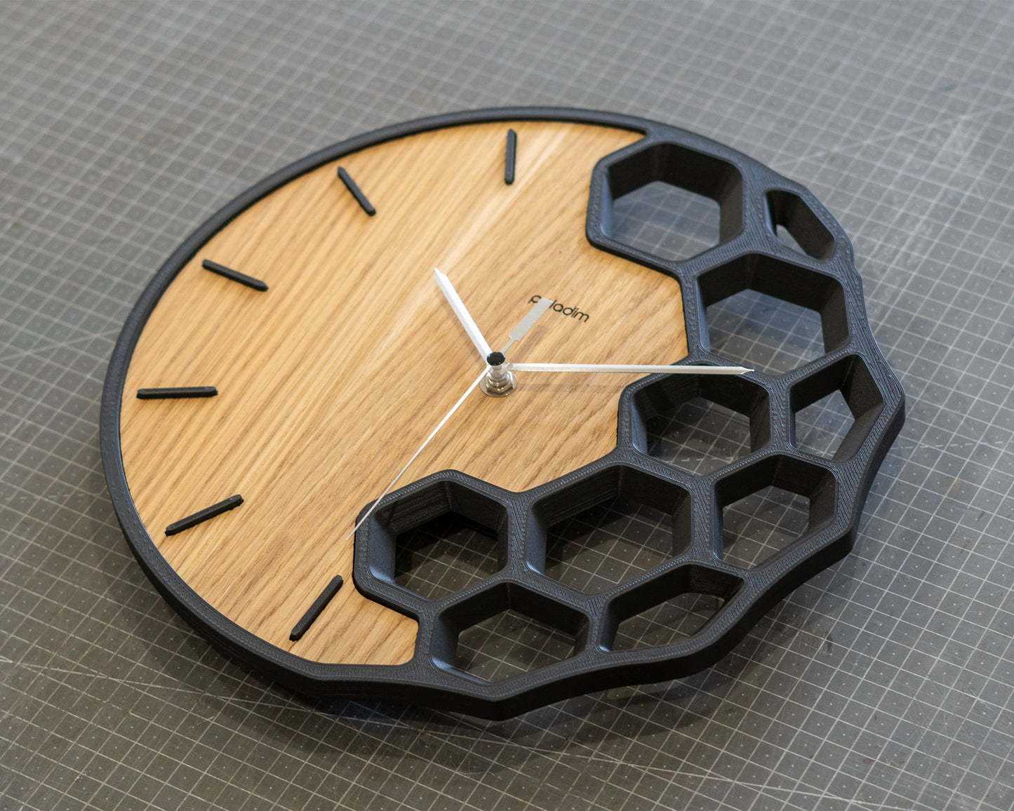 "KLETKA 4.1" STL Wall Clock Hybrid DIGITAL DESIGN for 3D Printing and Laser Cutting