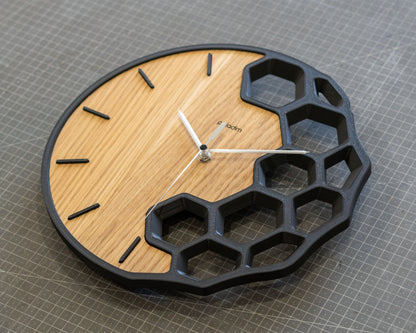"KLETKA 4.1" STL Wall Clock Hybrid DIGITAL DESIGN for 3D Printing and Laser Cutting