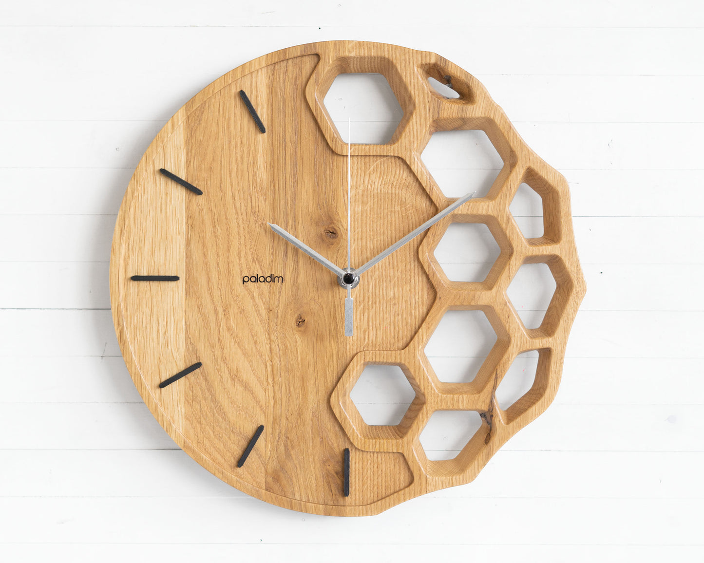 KLETKA 4 hexaon wall clock, oak
