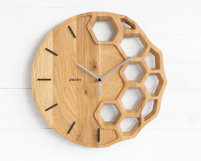 KLETKA 4 hexaon wall clock, oak