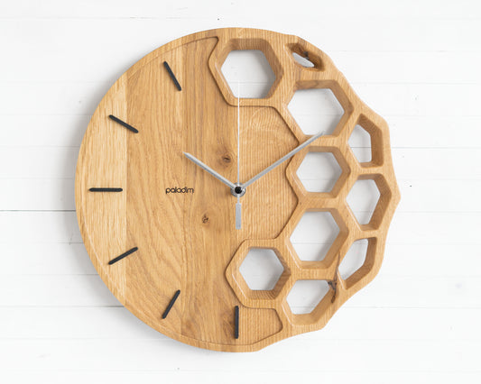 KLETKA 4 hexaon wall clock, oak