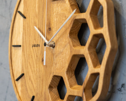 KLETKA 4 hexaon wall clock, oak