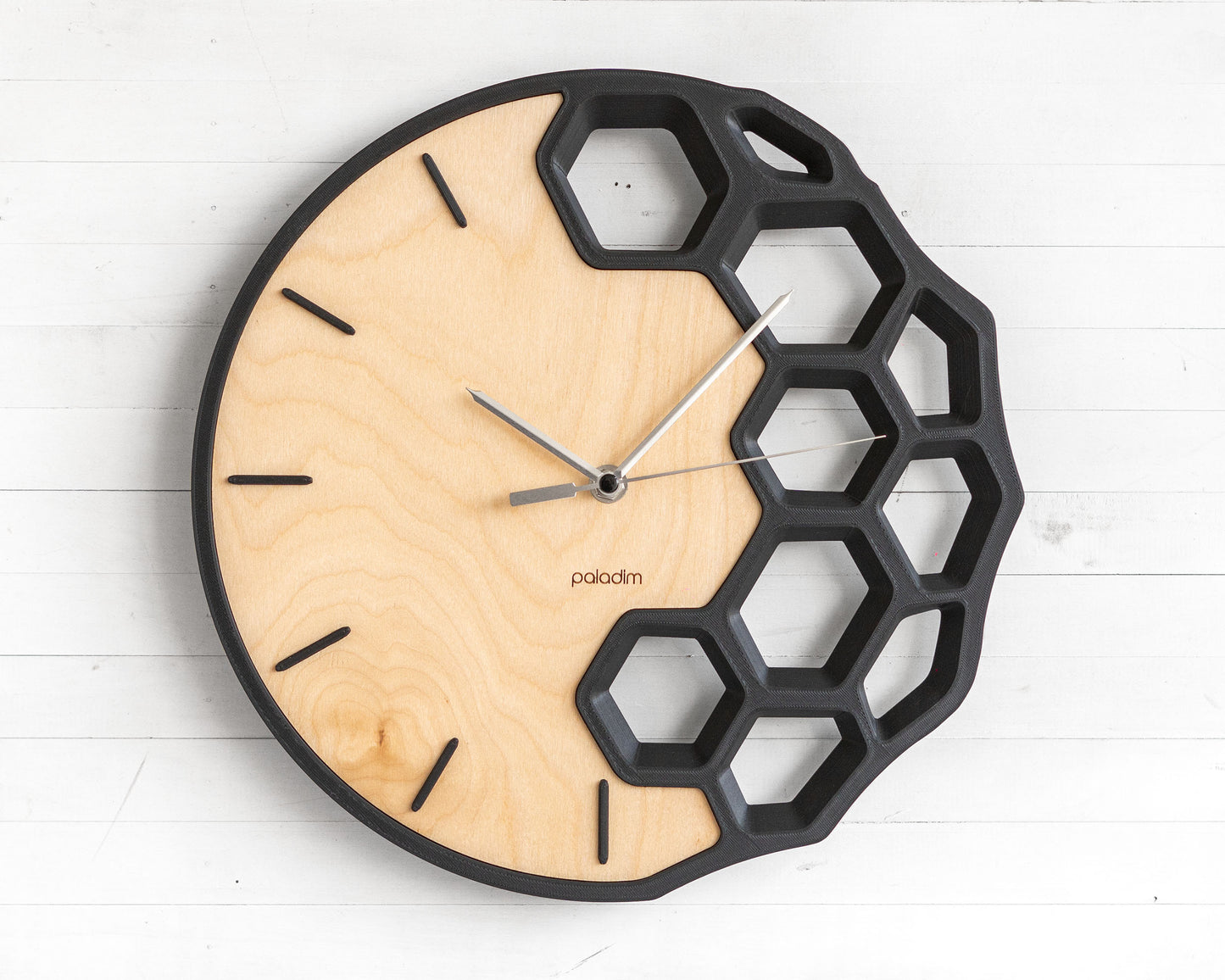 KLETKA 4 wall clock, 3D print + plywood