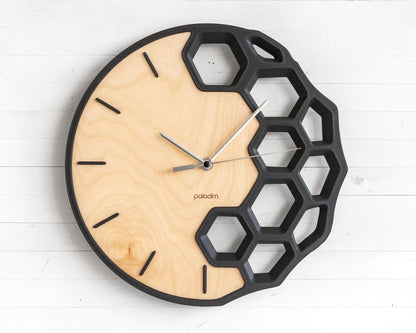 KLETKA 4 wall clock, 3D print + plywood