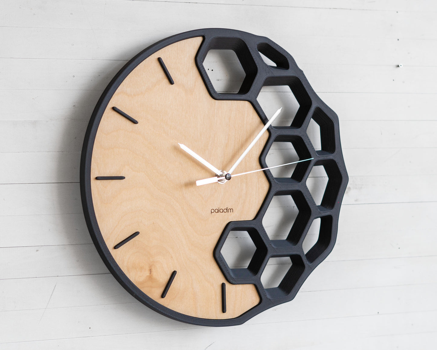 KLETKA 4 wall clock, 3D print + plywood