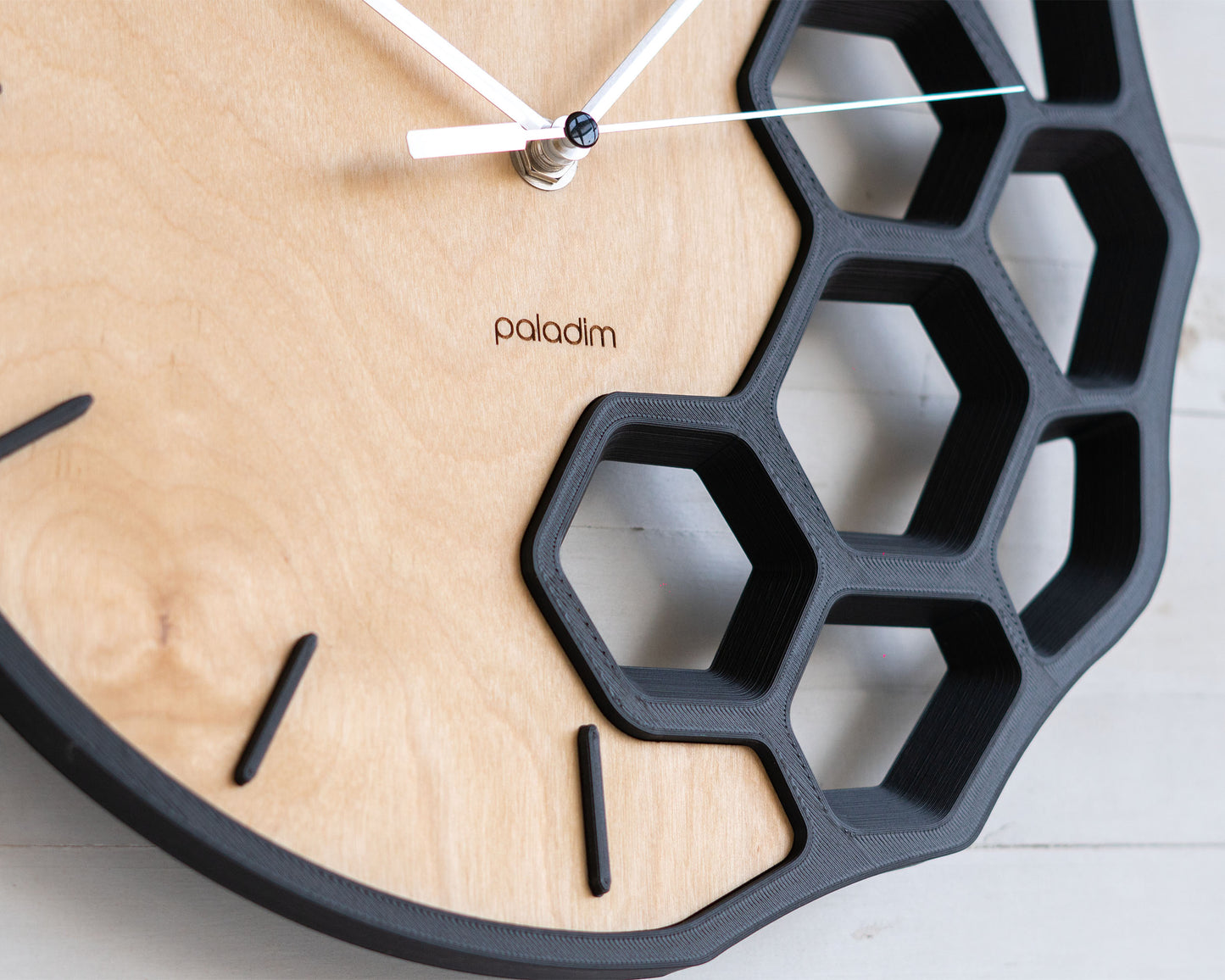 KLETKA 4 wall clock, 3D print + plywood