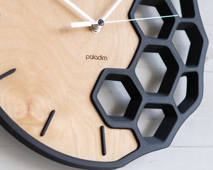 KLETKA 4 wall clock, 3D print + plywood