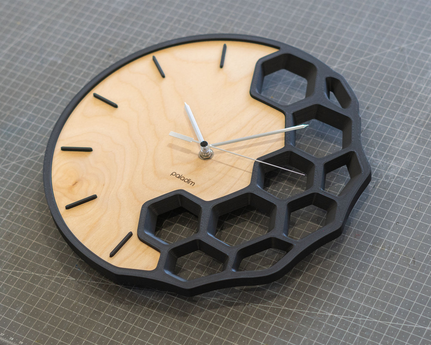 KLETKA 4 wall clock, 3D print + plywood