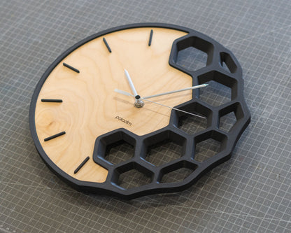 KLETKA 4 wall clock, 3D print + plywood
