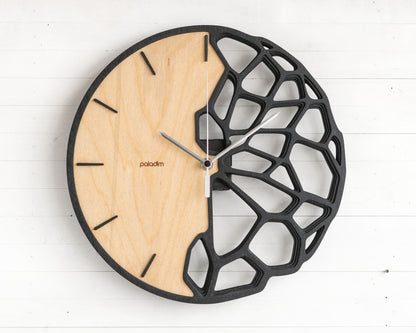 KLETKA 3.0 futuristic wall clock, plywood