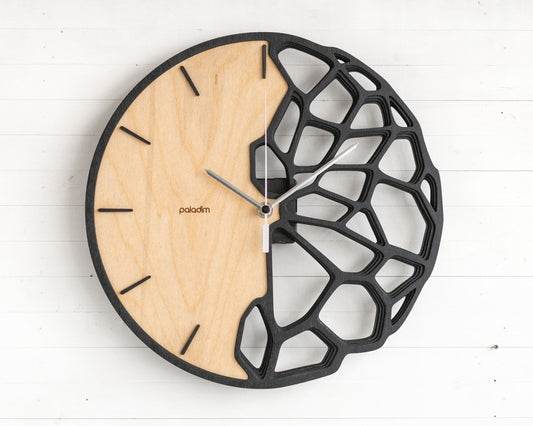 KLETKA 3.0 futuristic wall clock, plywood