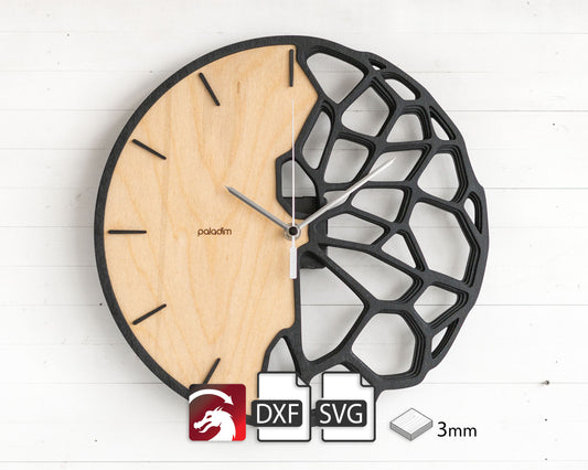 "KLETKA 3.0" Wall Clock DIGITAL DESIGN for Laser Cutting