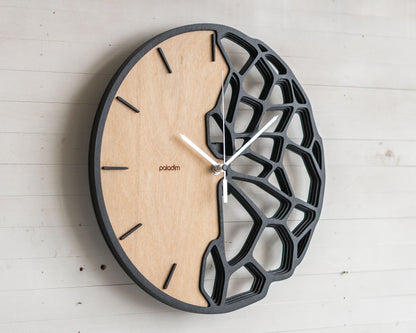 KLETKA 3.0 futuristic wall clock, plywood