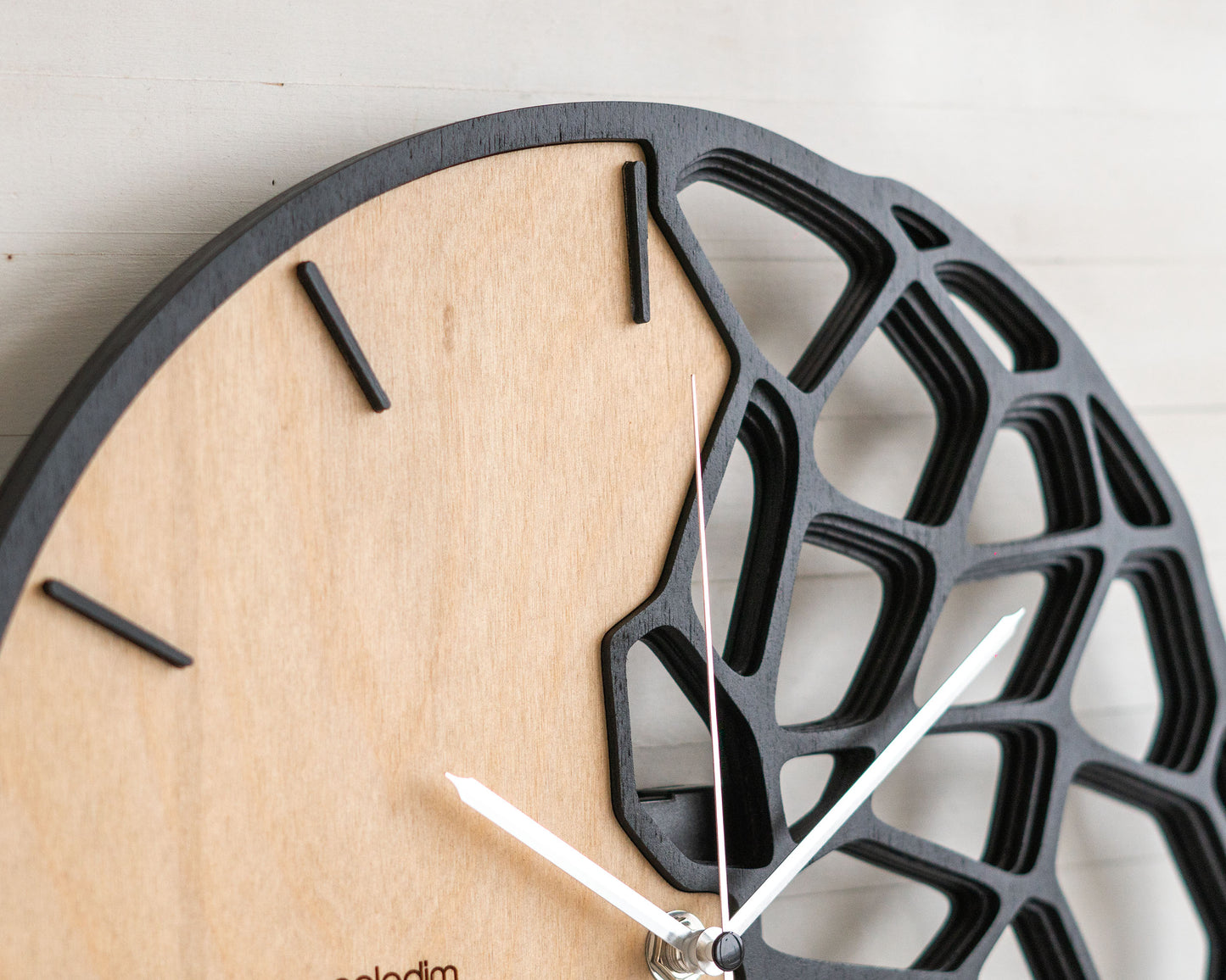 KLETKA 3.0 futuristic wall clock, plywood