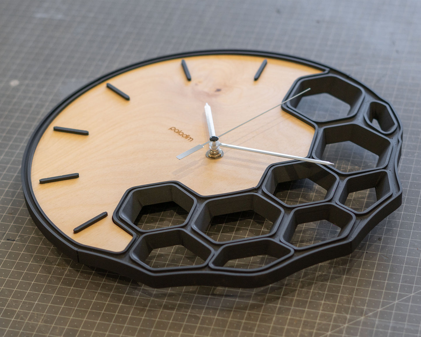 KLETKA 4 wall clock, 3D print + plywood