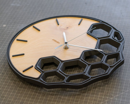 KLETKA 4 wall clock, 3D print + plywood