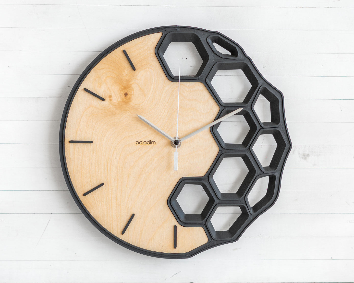 KLETKA 4 wall clock, 3D print + plywood