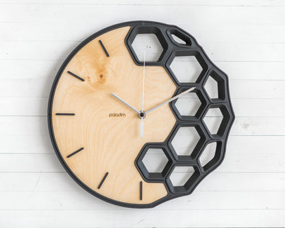 KLETKA 4 wall clock, 3D print + plywood