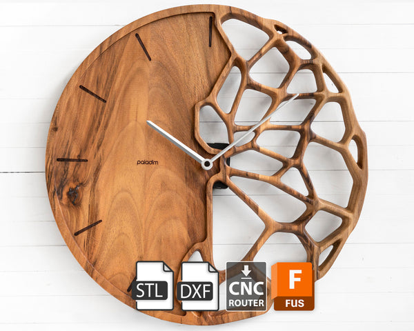"KLETKA 3.1" Wall Clock DIGITAL DESIGN for CNC Router cutting, F3D, STL, DXF