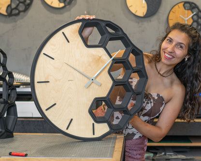 KLETKA 4 Oversized Wall Clock, Hybrid, Ф60cm