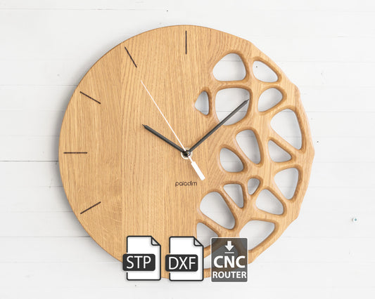 "KLETKA" Wall Clock DIGITAL DESIGN for CNC Router cutting, STP, DXF, F3D