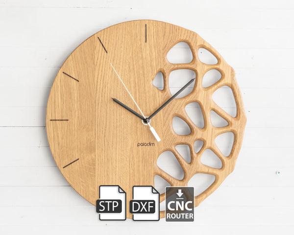 "KLETKA" Wall Clock DIGITAL DESIGN for CNC Router cutting, STP, DXF, F3D