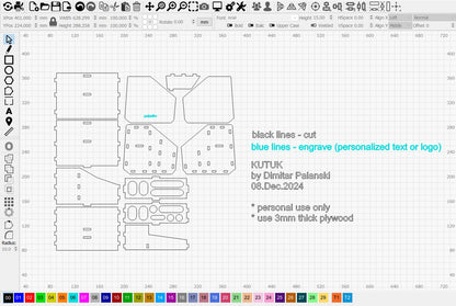 "KUTUK" Desk Organiser DIGITAL DESIGN for Laser Cutting