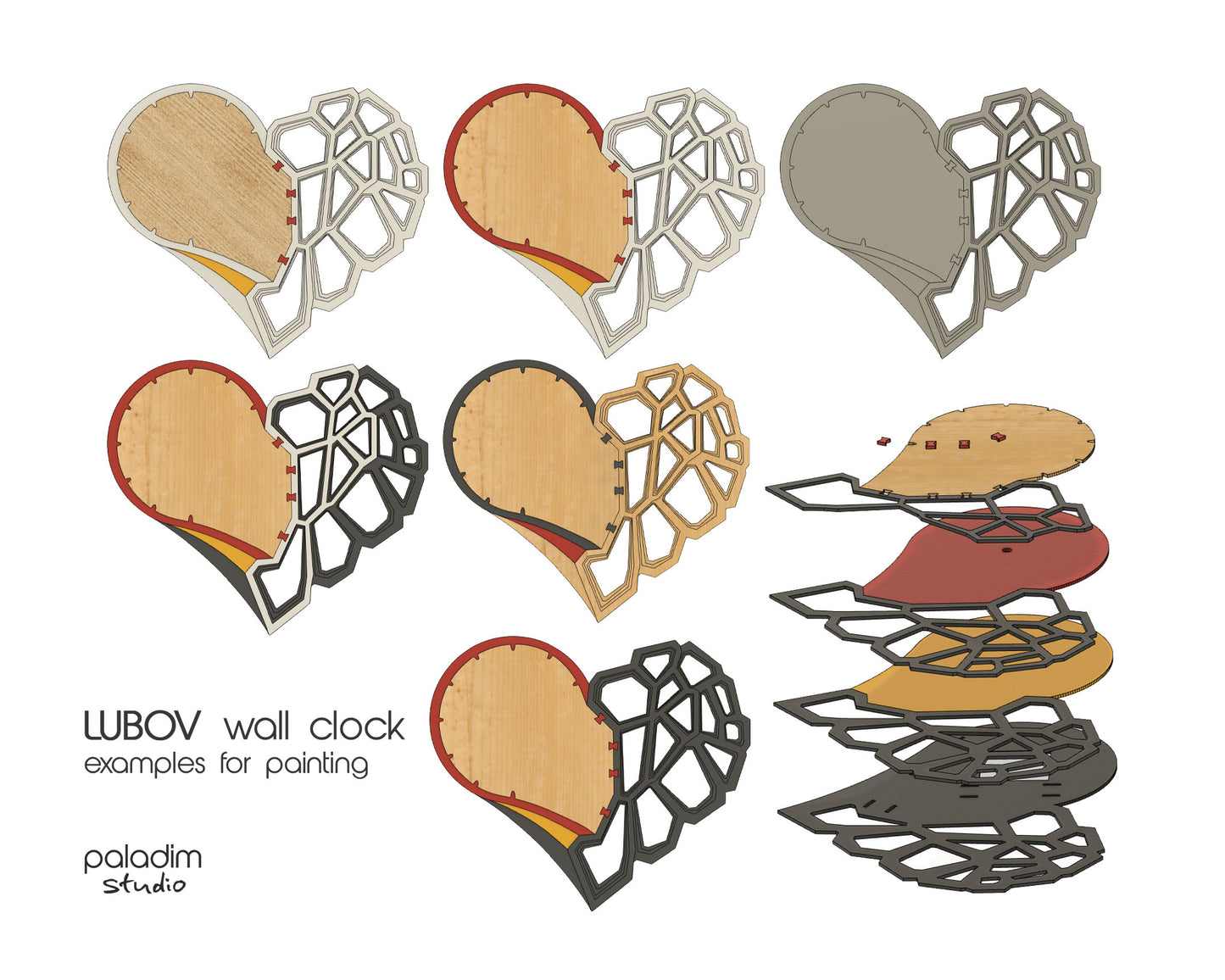 "LUBOV" Love Wall Art/Clock DIGITAL DESIGN for Laser Cutting